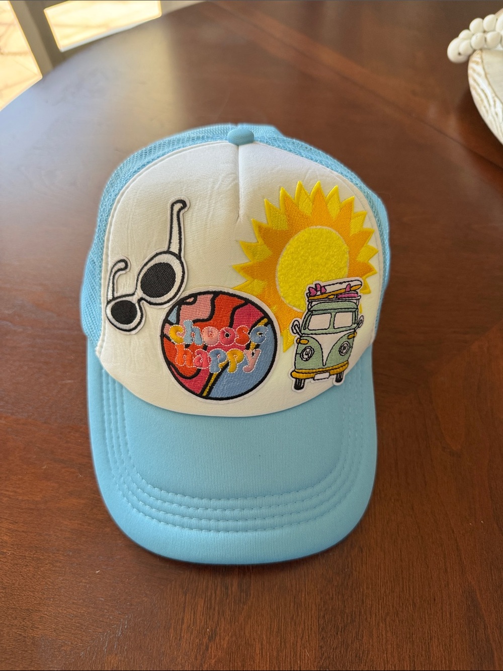 Light Blue & White Kids' Summer Patch Trucker Hat